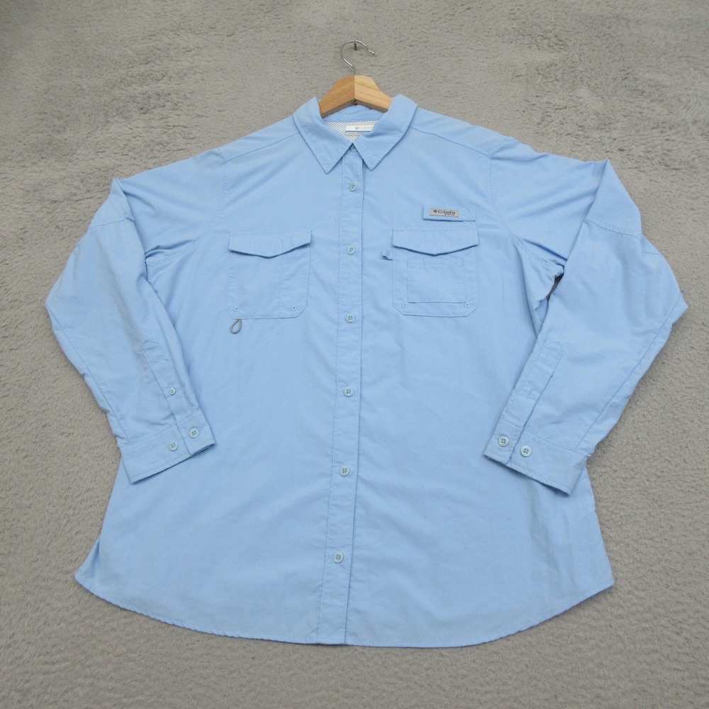 Columbia PFG UV Fishing Shirt Mens XL Blue Long Sleeve Outdoor Gorpcore Utility